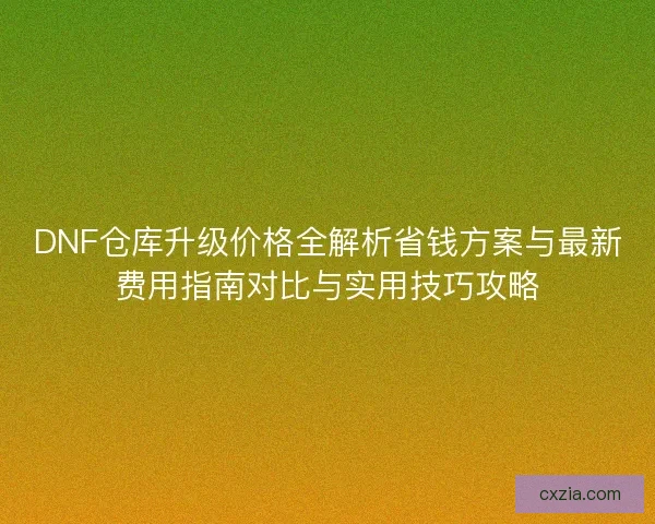 DNF仓库升级价格全解析省钱方案与最新费用指南对比与实用技巧攻略