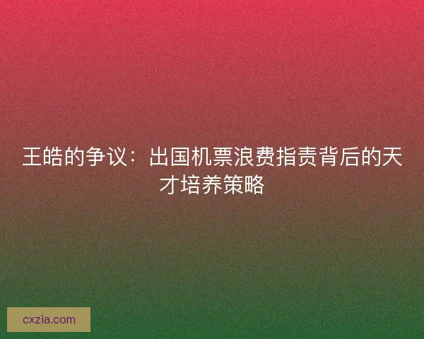 王皓的争议：出国机票浪费指责背后的天才培养策略